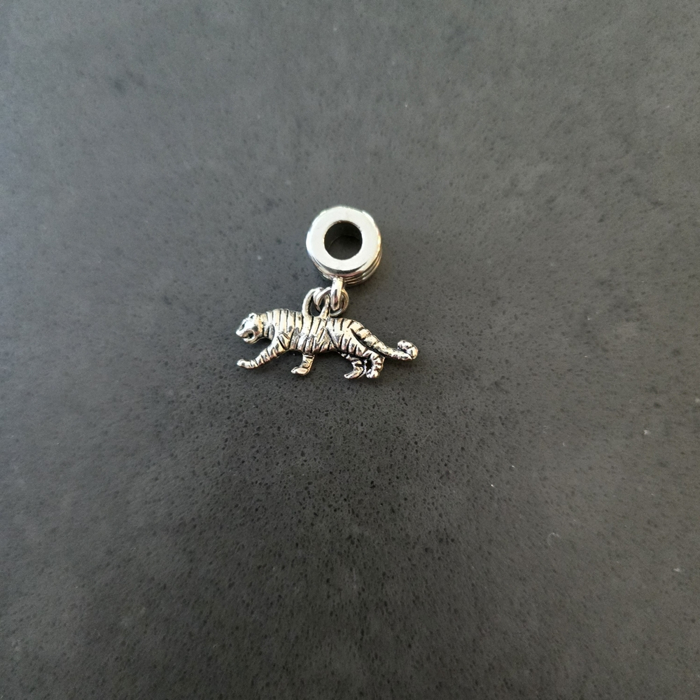 2 Silver Tiger Charm Pendants